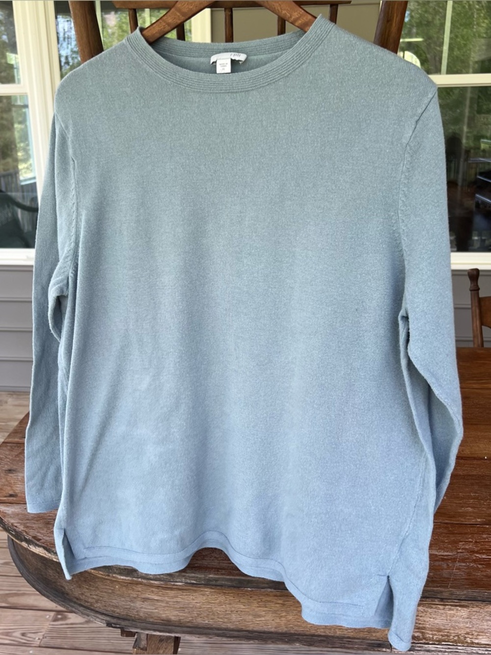 J. Jill Women’s Crew Neck Blue Knit Pullover Sweater Cotton Blend XL Lightweight